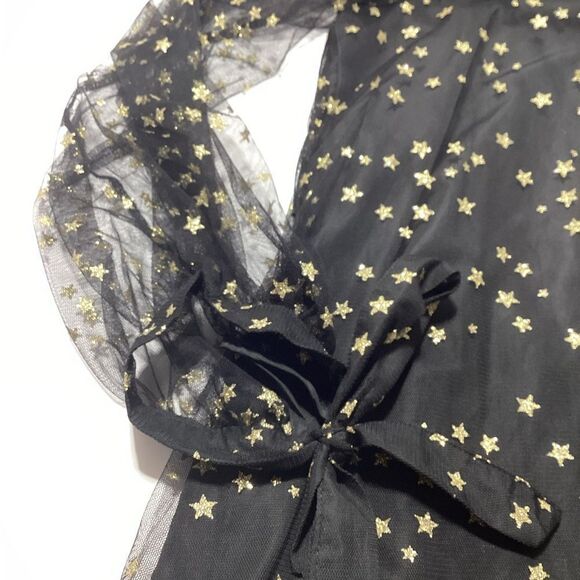 SHEIN Curve 4XL Sheer Tule Overlay Dress Gold Star Pattern - Picture 2 of 5